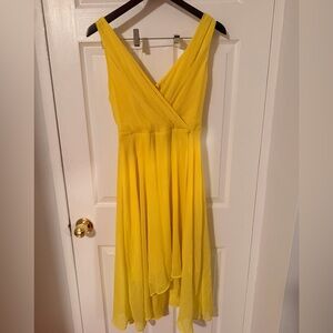 DKNY Yellow V‑Neck Sleeveless Chiffon Maxi Dress